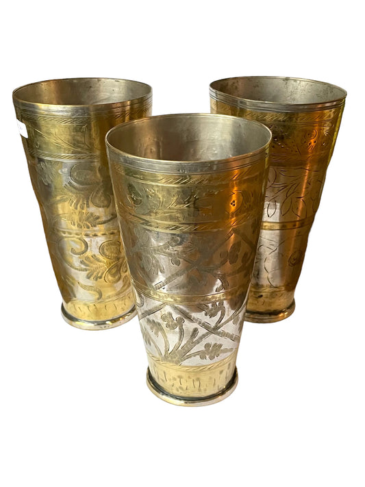 1940'S INDIAN PATINATED SILVER AND BRASS (LARGE) EACH TIME WORN CUP IS AUTHENTICALLY ONE -OF-A-KIND