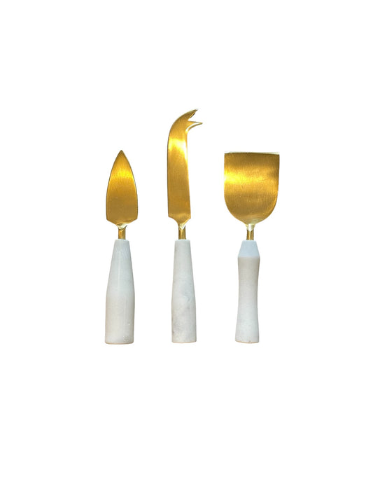 VALENCIA WHITE MARBLE CHEESE KNIVES SET OF 3