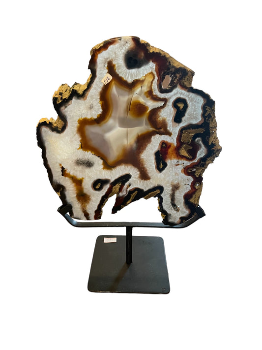 THIN AGATE SLICE IN STAND NLK/ORANGE/WHITE