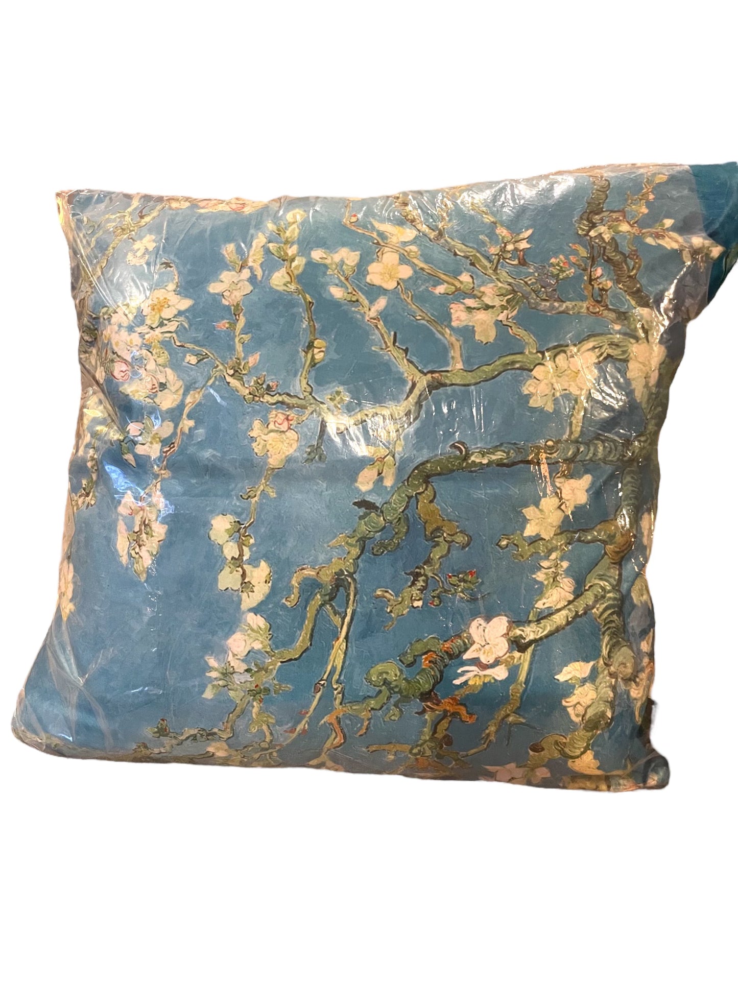 TURQUOISE ALMOND BLOSSOM PILLOW 18"X18"